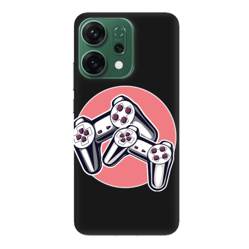 Oppo RENO 14 Retro Joysticks Black Colored Silicone TPU Θήκη