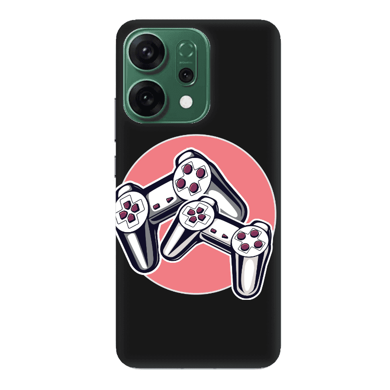 Oppo RENO 14 Retro Joysticks Black Colored Silicone TPU Θήκη