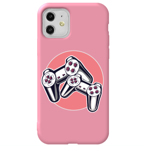 Apple iPhone 11  Retro Joysticks Pink Colored Silicone TPU Θήκη