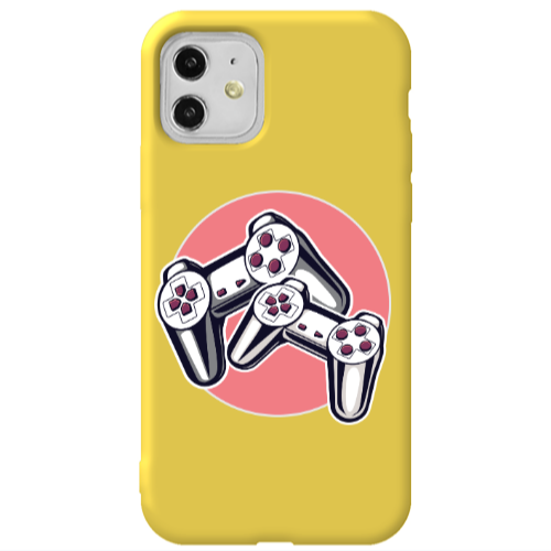 Apple iPhone 11  Retro Joysticks Yellow Colored Silicone TPU Θήκη