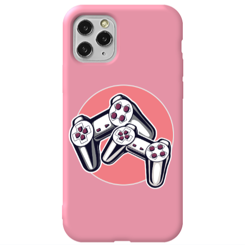 Apple iPhone 11 Pro Retro Joysticks Pink Colored Silicone TPU Θήκη