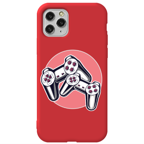 Apple iPhone 11 Pro Retro Joysticks Red Colored Silicone TPU Θήκη