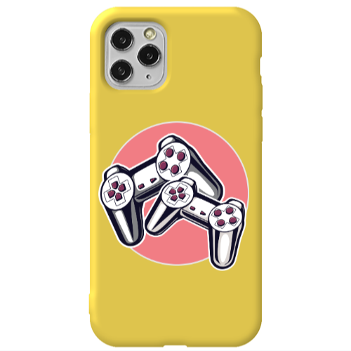 Apple iPhone 11 Pro Retro Joysticks Yellow Colored Silicone TPU Θήκη