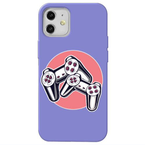 Apple iPhone 12 Retro Joysticks Purple Colored Silicone TPU Θήκη