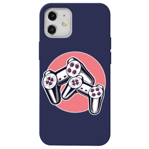 Apple iPhone 12 Retro Joysticks Dark blue Colored Silicone TPU Θήκη