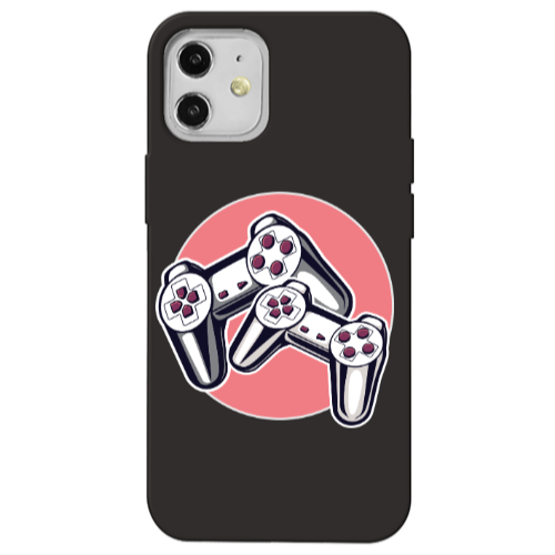 Apple iPhone 12 Retro Joysticks Black Colored Silicone TPU Θήκη