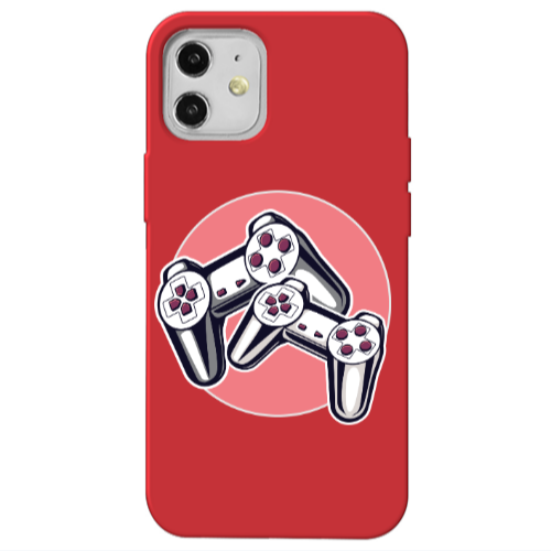 Apple iPhone 12 Retro Joysticks Red Colored Silicone TPU Θήκη