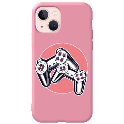 Apple iPhone 13 Retro Joysticks Pink Colored Silicone TPU Θήκη