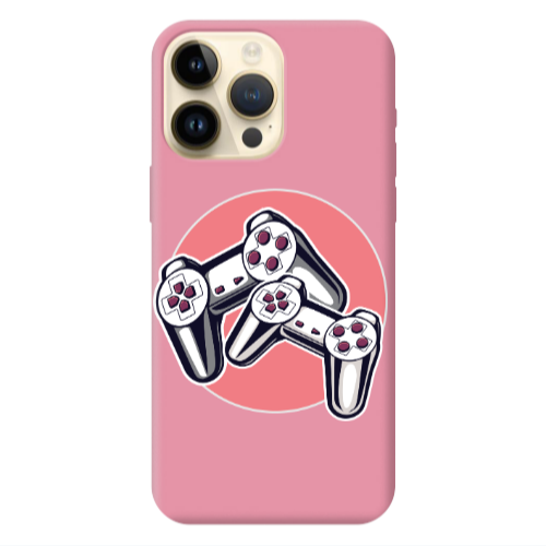 Apple iPhone 13 Pro Max Retro Joysticks Pink Colored Silicone TPU Θήκη