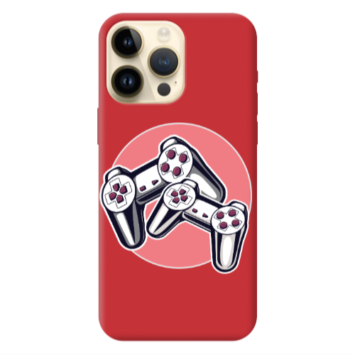 Apple iPhone 13 Pro Max Retro Joysticks Red Colored Silicone TPU Θήκη