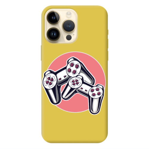 Apple iPhone 13 Pro Max Retro Joysticks Yellow Colored Silicone TPU Θήκη