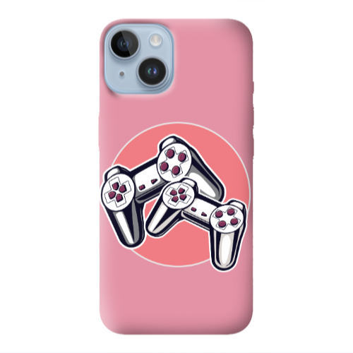 Apple iPhone 14  Retro Joysticks Pink Colored Silicone TPU Θήκη