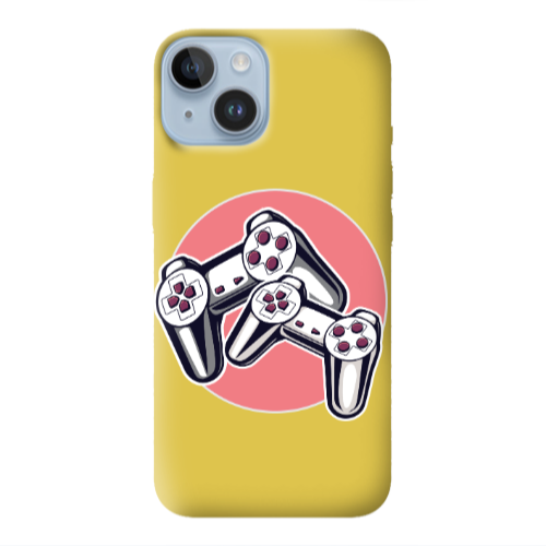 Apple iPhone 14 Plus Retro Joysticks Yellow Colored Silicone TPU Θήκη
