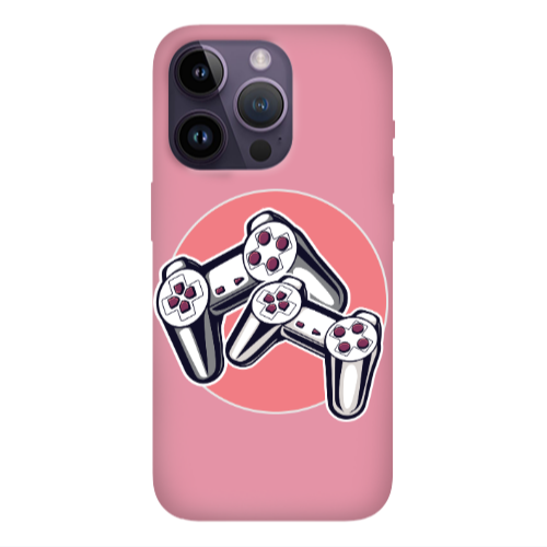 Apple iPhone 14 Pro  Retro Joysticks Pink Colored Silicone TPU Θήκη