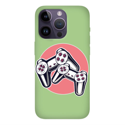 Apple iPhone 14 Pro Max Retro Joysticks Light Green Colored Silicone TPU Θήκη