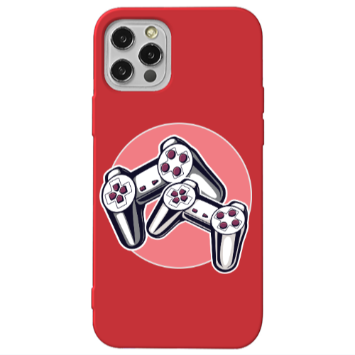 Apple iPhone 12 Pro Retro Joysticks Red Colored Silicone TPU Θήκη