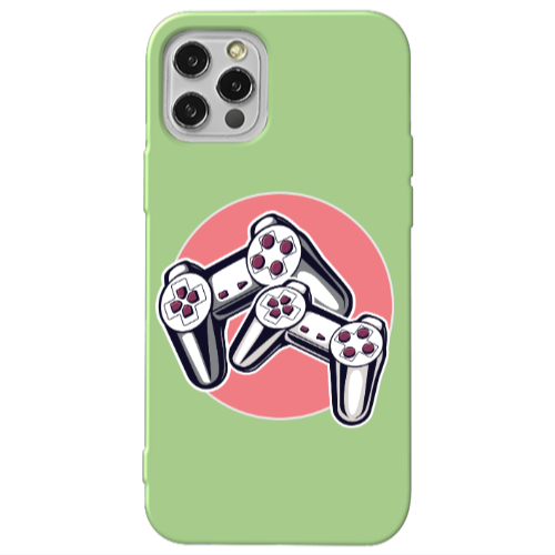 Apple iPhone 12 Pro Retro Joysticks Light Green Colored Silicone TPU Θήκη