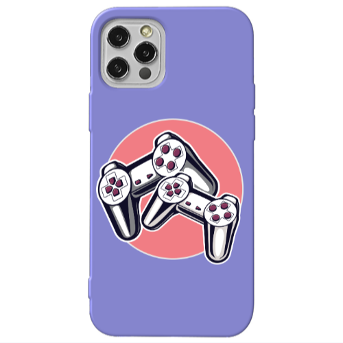Apple iPhone 12 Pro Max Retro Joysticks Purple Colored Silicone TPU Θήκη