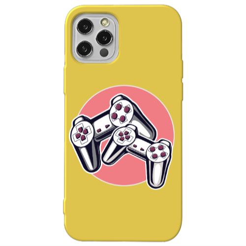 Apple iPhone 12 Pro Max Retro Joysticks Yellow Colored Silicone TPU Θήκη