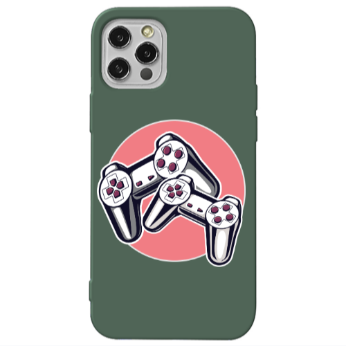 Apple iPhone 12 Pro Max Retro Joysticks Dark Green Colored Silicone TPU Θήκη