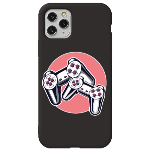 Apple iPhone 11 Pro Max Retro Joysticks Black Colored Silicone TPU Θήκη