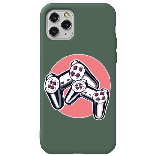 Apple iPhone 11 Pro Max Retro Joysticks Dark Green Colored Silicone TPU Θήκη