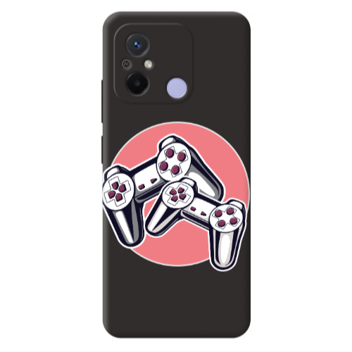 Xiaomi Redmi 12C Retro Joysticks Black Colored Silicone TPU Θήκη