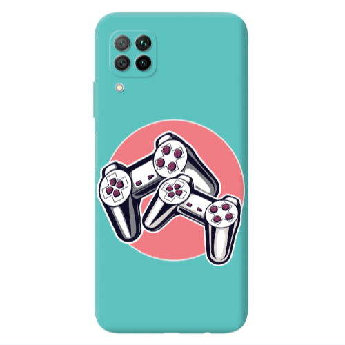 Huawei P40 Lite Retro Joysticks Turquoise Colored Silicone TPU Θήκη