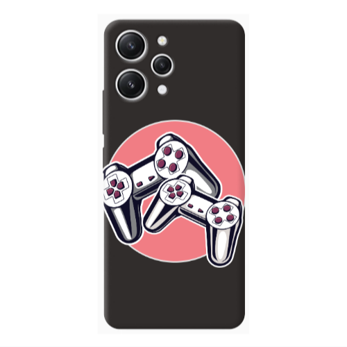 Xiaomi Redmi 12 Retro Joysticks Black Colored Silicone TPU Θήκη