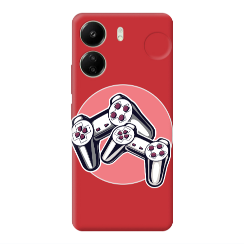 Xiaomi Redmi 13C Retro Joysticks Red Colored Silicone TPU Θήκη