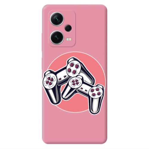 Xiaomi Poco X5 Retro Joysticks Pink Colored Silicone TPU Θήκη