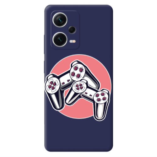 Xiaomi Poco X5 Retro Joysticks Dark blue Colored Silicone TPU Θήκη