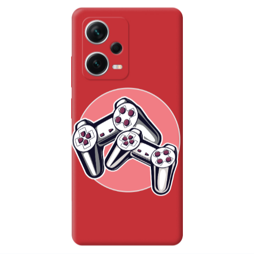 Xiaomi Poco X5 Retro Joysticks Red Colored Silicone TPU Θήκη