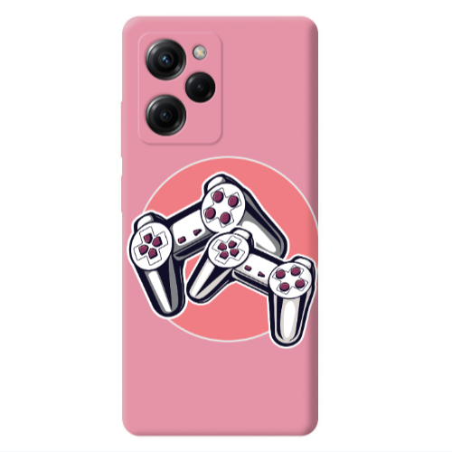 Xiaomi Poco X5 Pro Retro Joysticks Pink Colored Silicone TPU Θήκη