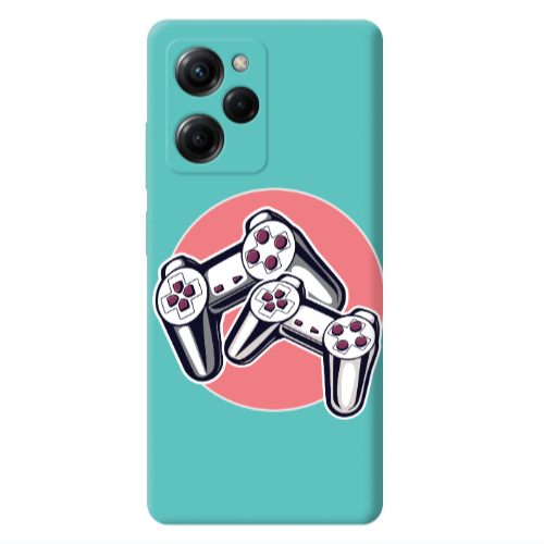 Xiaomi Poco X5 Pro Retro Joysticks Turquoise Colored Silicone TPU Θήκη