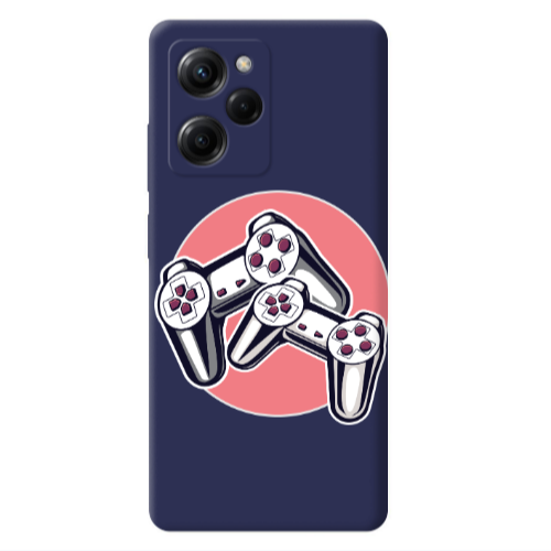 Xiaomi Poco X5 Pro Retro Joysticks Dark blue Colored Silicone TPU Θήκη
