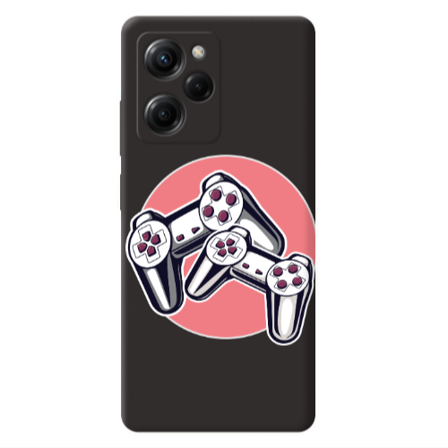 Xiaomi Poco X5 Pro Retro Joysticks Black Colored Silicone TPU Θήκη