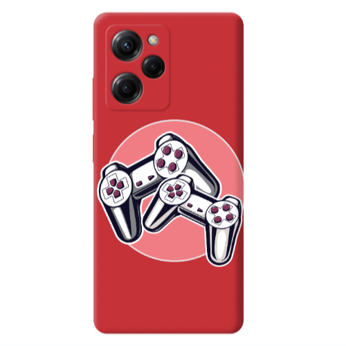 Xiaomi Poco X5 Pro Retro Joysticks Red Colored Silicone TPU Θήκη
