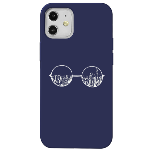 Apple iPhone 12 Sunglasses Dark blue Colored Silicone TPU Θήκη
