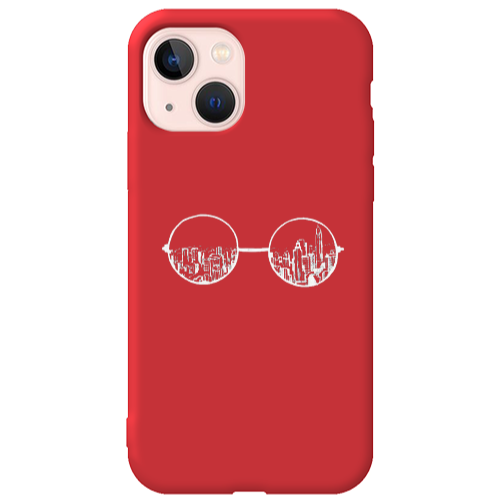Apple iPhone 13 Sunglasses Red Colored Silicone TPU Θήκη