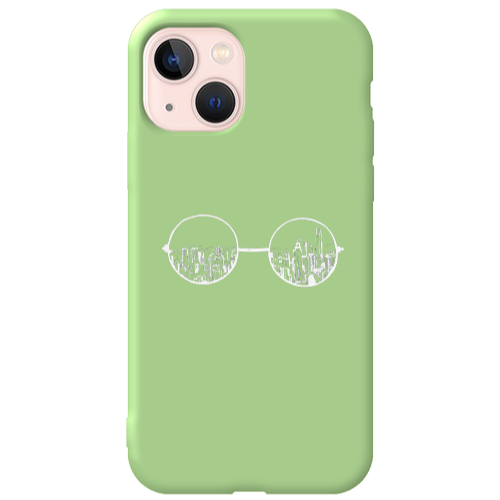 Apple iPhone 13 Sunglasses Light Green Colored Silicone TPU Θήκη