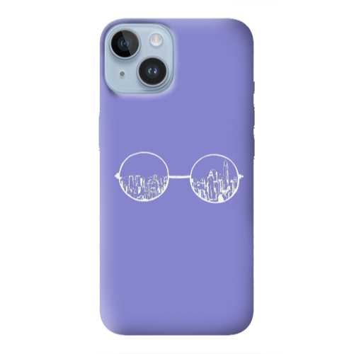 Apple iPhone 14 Plus Sunglasses Purple Colored Silicone TPU Θήκη