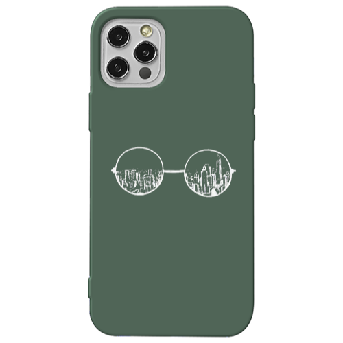 Apple iPhone 13 Pro Sunglasses Dark Green Colored Silicone TPU Θήκη