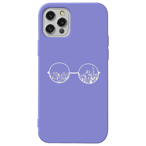 Apple iPhone 12 Pro Sunglasses Purple Colored Silicone TPU Θήκη