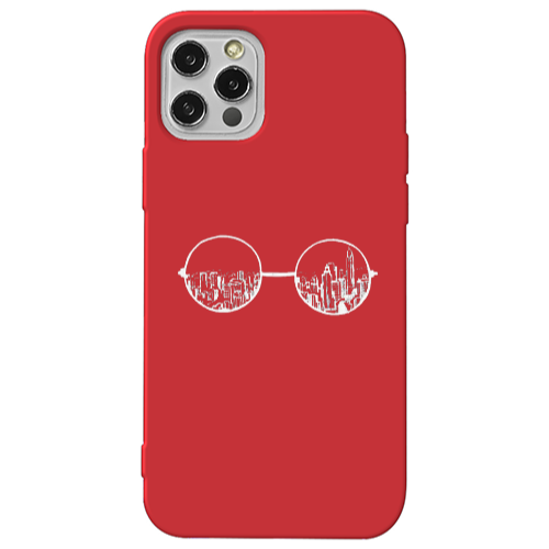 Apple iPhone 12 Pro Sunglasses Red Colored Silicone TPU Θήκη