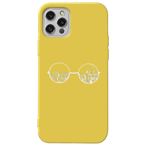 Apple iPhone 12 Pro Sunglasses Yellow Colored Silicone TPU Θήκη