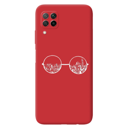Huawei P40 Lite Sunglasses Red Colored Silicone TPU Θήκη