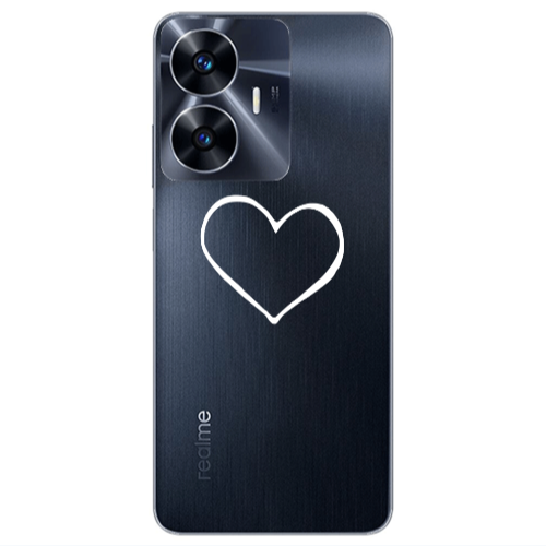 Realme Note 50 White heart Transparent Silicone TPU Θήκη