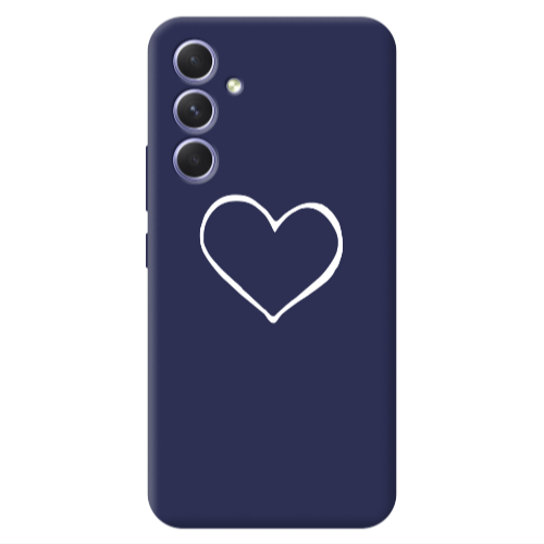 Samsung A56 White heart Dark blue Colored Silicone TPU Θήκη