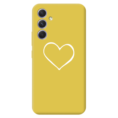 Samsung A56 White heart Yellow Colored Silicone TPU Θήκη